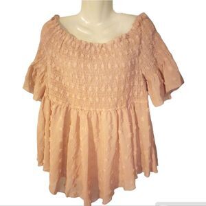 SHEIN blush on/off shoulder baby doll style cropped top